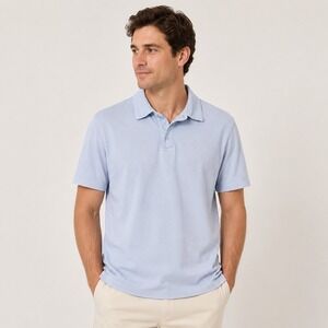 Vince Mens Light Blue Pima Cotton Short Sleeve Polo Shirt Made in USA Size M